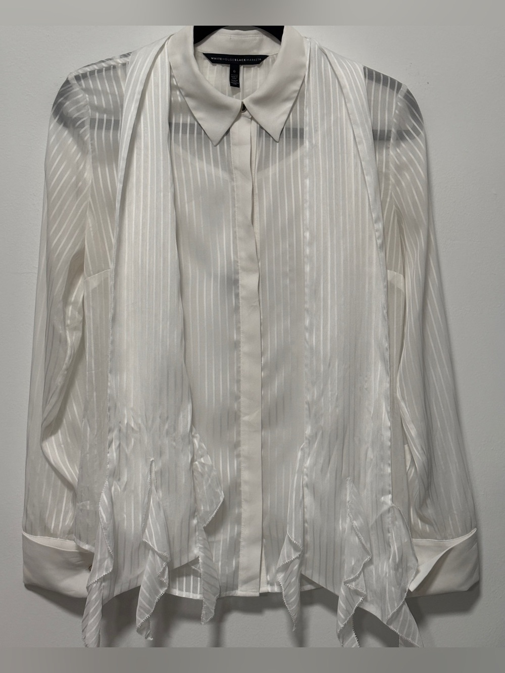 White House Black Market White Sheer, French Cuff Shirt,  Cami & Tie Size 6